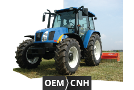 Image d'un tracteur indiquant que des pièces de rechange d'origine sont disponibles pour les machines Ford/New Holland, John Deere et Case IH