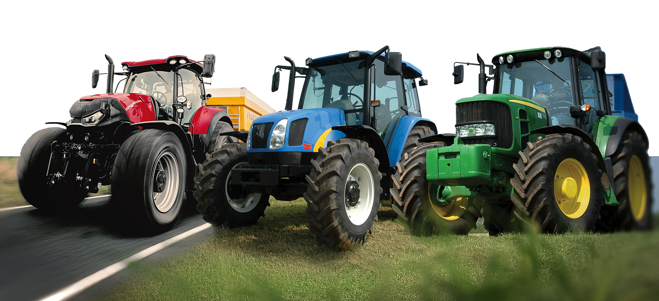Plusieurs tracteurs et machines agricoles de différentes marques et modèles étaient alignés, illustrant la vaste gamme de matériel couverte par l'offre de pièces d'origine disponible chez Sparex